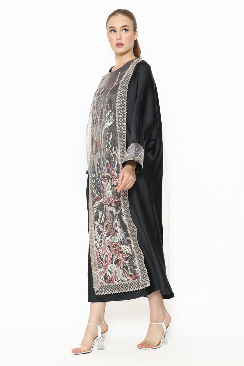 Bloom et Champs Dress Kaftan Kotak Hitam