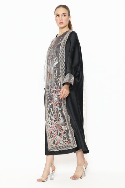 Bloom et Champs Dress Kaftan Kotak Hitam