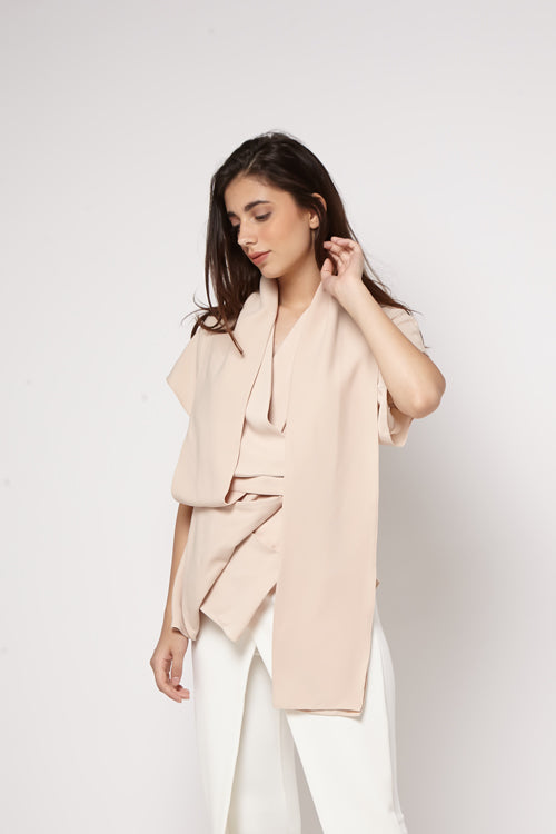 Long Scarf Top Beige