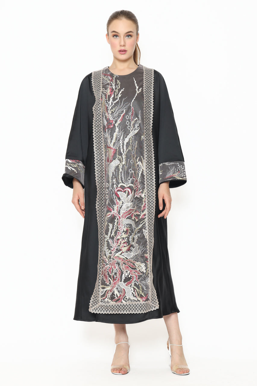 Bloom et Champs Dress Kaftan Kotak Hitam